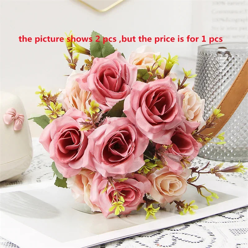 bouquet de roses décoratives en soie parfum de miel pour décoration intérieure - vue 12 sur 12