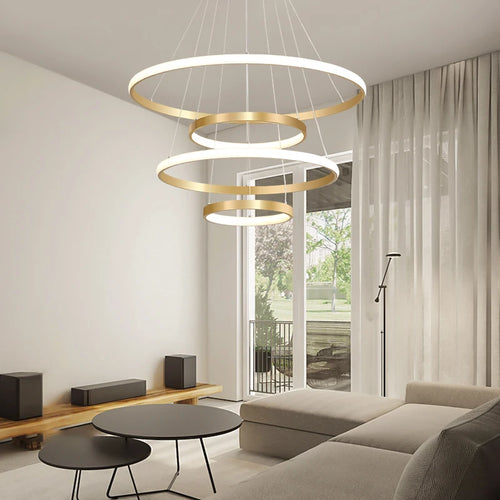 lustre moderne style nordique avec télécommande et anneau lumineux