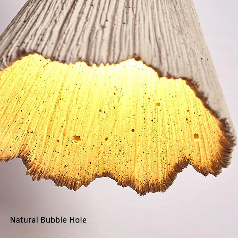 Japanese Wabi Sabi minimalist pendant light with micro cement and LED - vue 6 sur 6