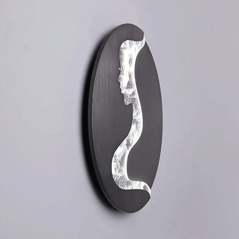 applique murale abstraite fille visage led luxe art décoration - vue 3 sur 8