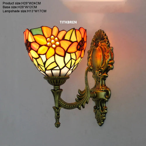 applique murale fleurs turques abat-jour baroque en verre décoratif - vue 16 sur 17
