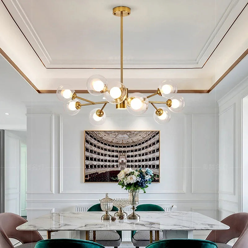 Lamp 9-Light Glass Chandelier,Modern Ceiling Lighting Fixture For Kitchen Dining Room Living Room Bedroom Office Restaurant Bar - vue 7 sur 7