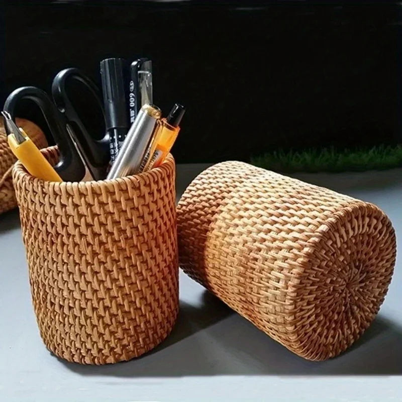 organisateur de rangement en rotin pour ustensiles de cuisine - vue 4 sur 7