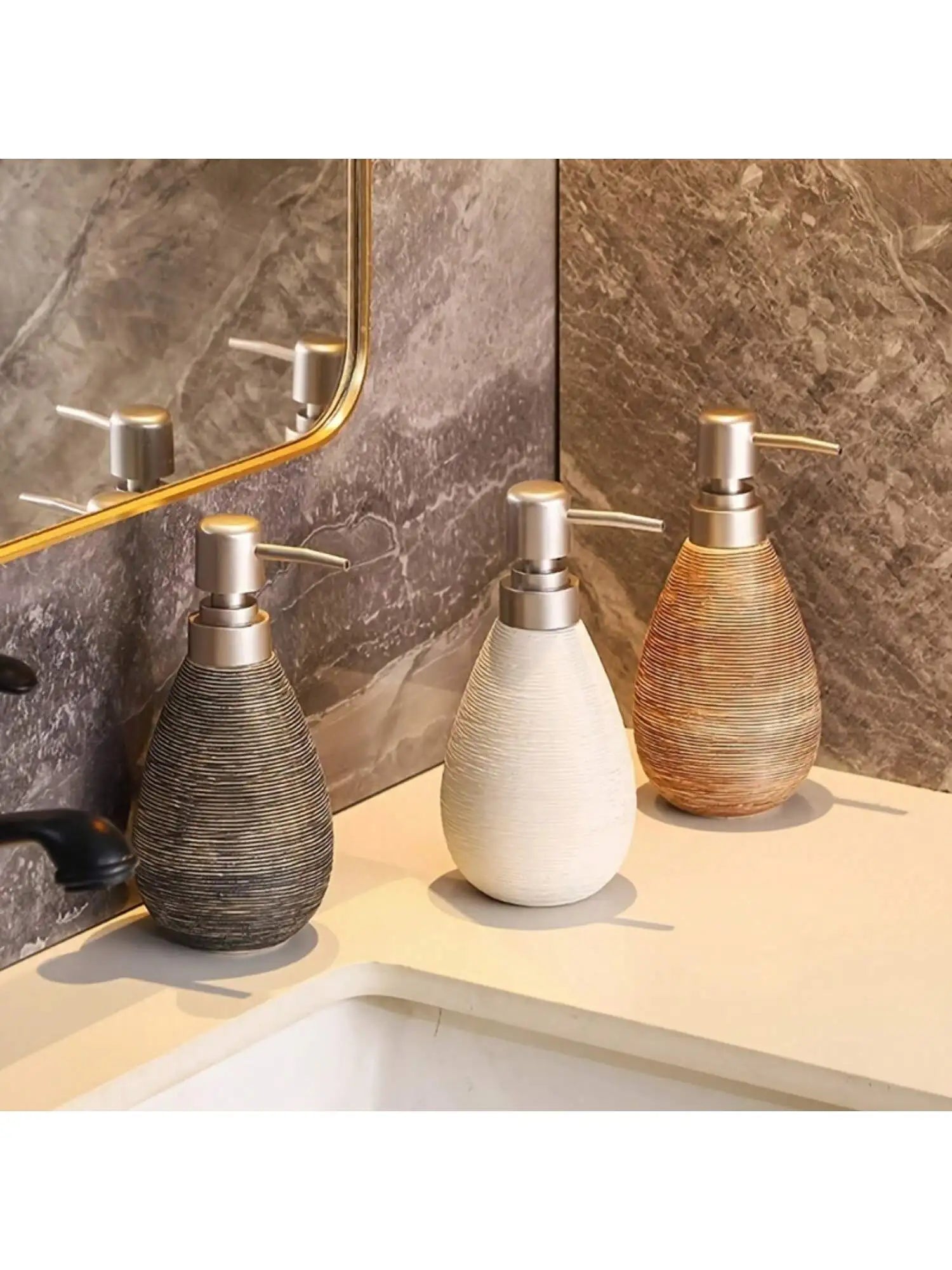 Creative Retro Style Ceramic Push-Type Soap Dispenser With Pump, Hand Soap Bottle, Suitable For Bathrooms Kitchens And Toilets - vue 5 sur 11