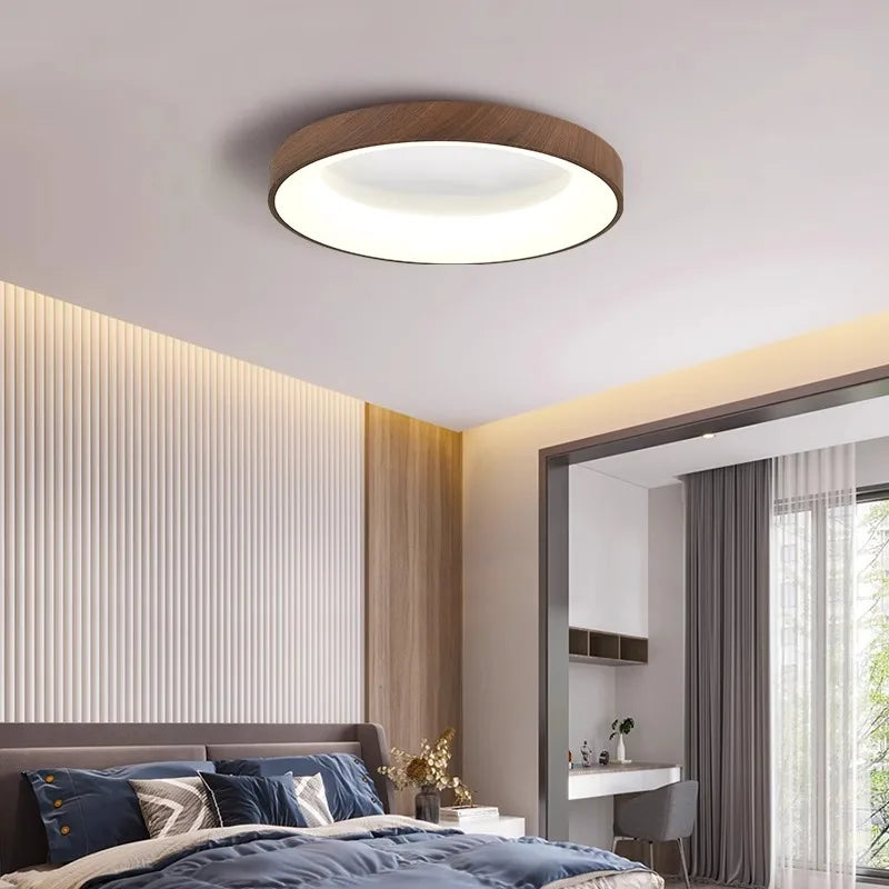 Walnut Color Water Transfer Printing, Modern Minimalist Wabi-Sabi, Ceiling Light for Living Room, Dining Room, Bedroom, Study - vue 3 sur 9