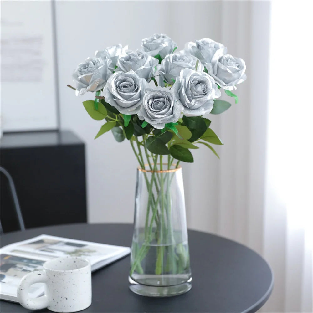 fleurs de roses artificielles en soie pour décorations romantiques - vue 4 sur 13