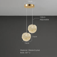 lampe suspendue moderne en cristal avec cordon réglable