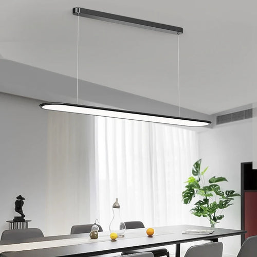 Modern minimalist decorative LED rounded rectangular chandelier - vue 5 sur 14