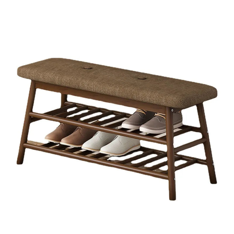 Shoe Storage Bench With Gray Cushion, White Shoe Rack Bench With 2 Storage Rack And Cubby And Drawer, Shoe Cabinet Bench Seat Fo - vue 3 sur 7