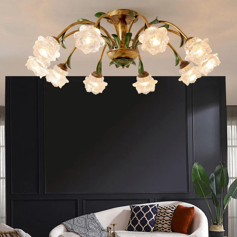 plafonnier led en verre 8 têtes style jardin français moderne pour magasin de fleurs - vue 5 sur 8