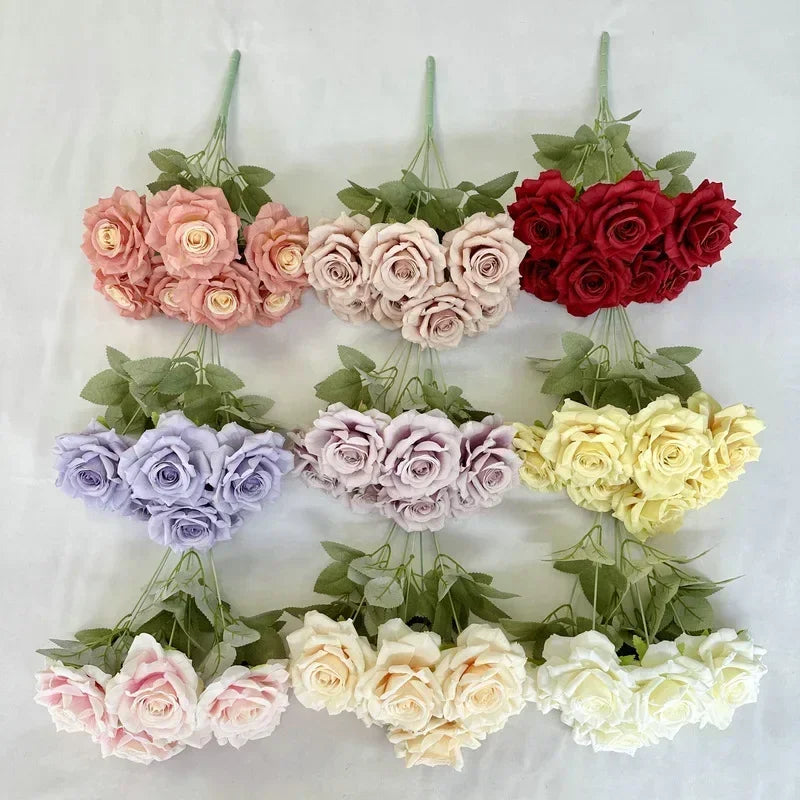 bouquet de roses artificielles en soie pour décoration festive - vue 7 sur 15