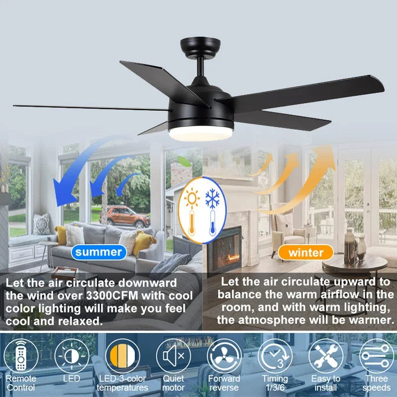 plafonnier silencieux avec télécommande trois pales pour ventilation optimale - vue 3 sur 6