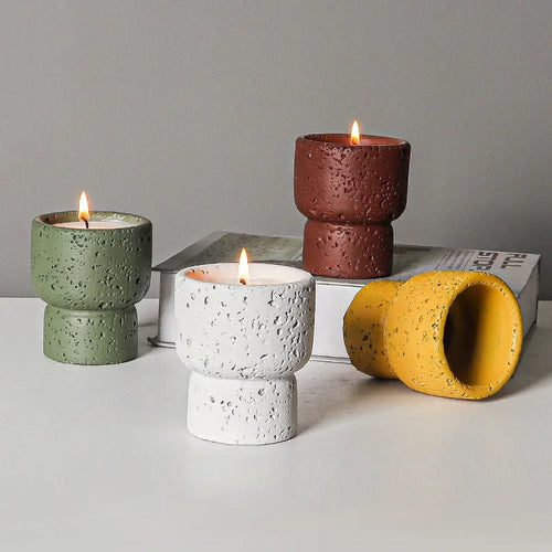 bougie d'aromathérapie nordique en ciment pour décoration intérieure - vue 3 sur 10