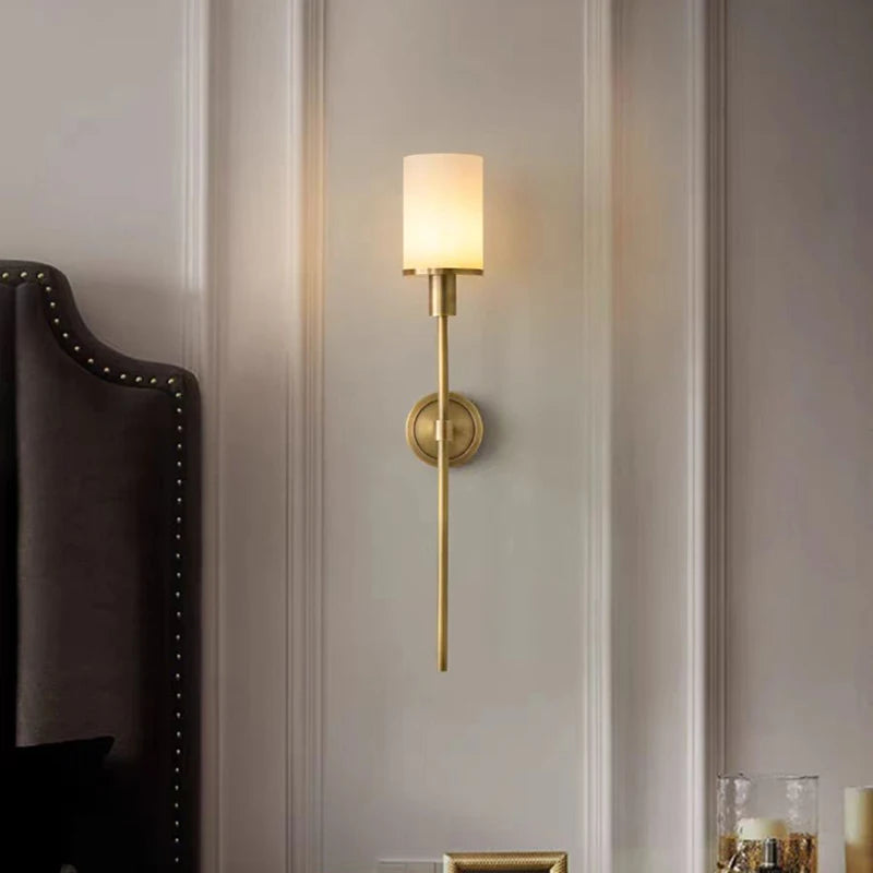 applique murale en marbre naturel avec ampoule en laiton - vue 2 sur 8