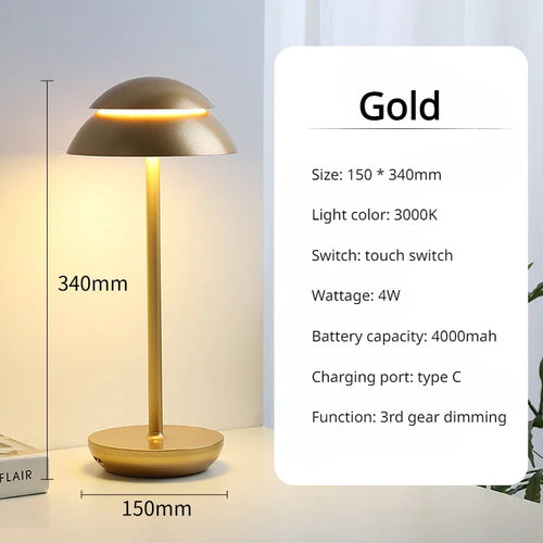 lampe rechargeable vintage led usb sans fil veilleuse portable - vue 10 sur 11
