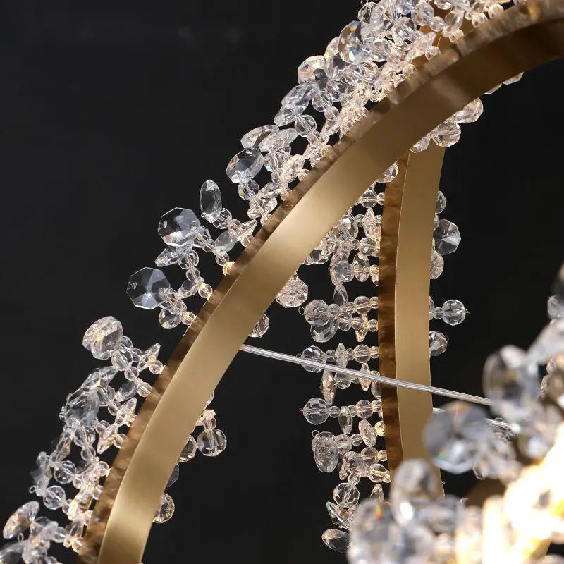 lustre en cristal avec anneau doré pour éclairage intérieur - vue 6 sur 25