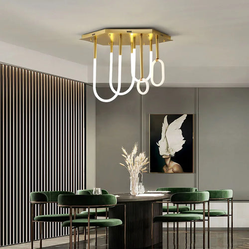 Nordic style minimalist line combination dimmable LED chandelier - vue 3 sur 10