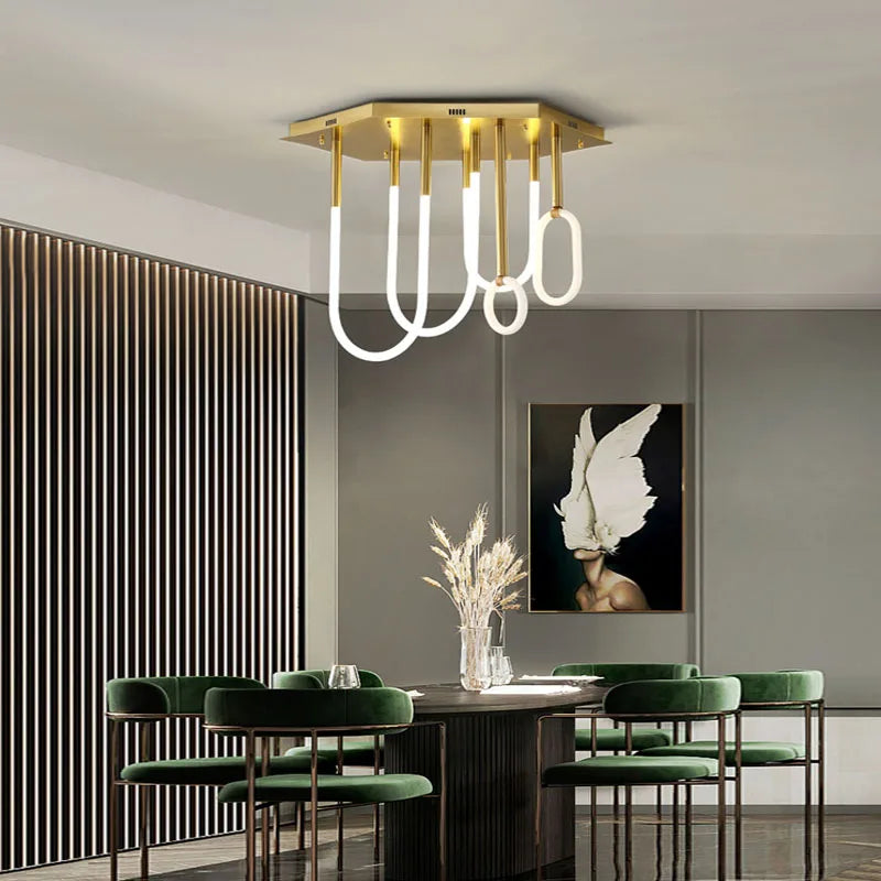 lustre style nordique ligne combinaison minimalisme moderne led dimmable - vue 4 sur 10