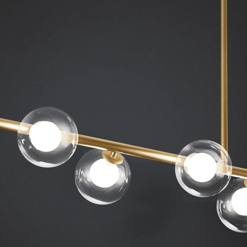 lustre led moderne avec lampes à billes en verre nordique