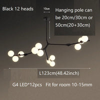 lustre moderne led créatif branche d'arbre moléculaire décorative
