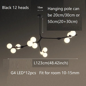 Modern creative LED molecular tree branch chandelier