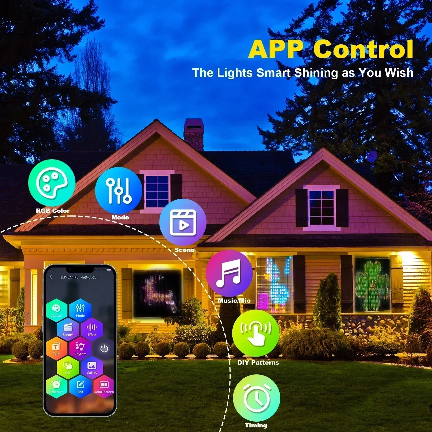 guirlande lumineuse intelligente 400 led bluetooth musique décorative