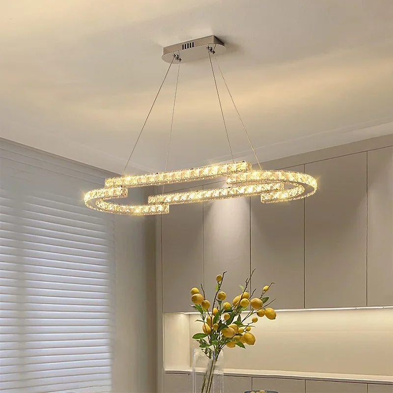 lustre moderne à led en cristal design élégant pour intérieur - vue 5 sur 13