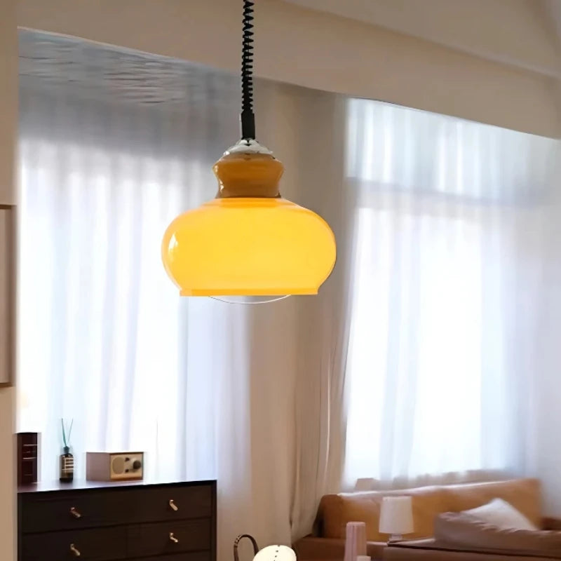 suspension en verre poire style vintage en fer moderne - vue 3 sur 9