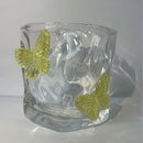 Verre irrégulier avec papillon 3d décoratif résistant chaleur
