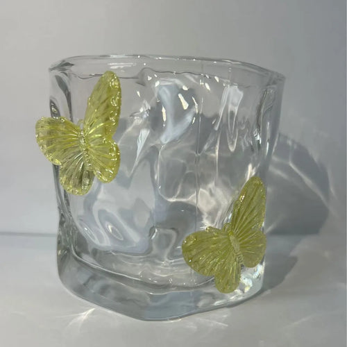 Verre irrégulier avec papillon 3d décoratif résistant chaleur