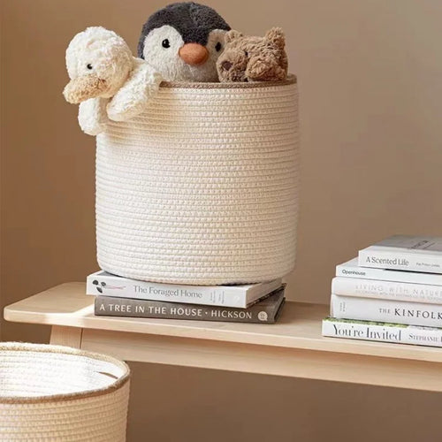 Cotton Rope Basket Boho Nursery Woven Closet Storage Bins Organizer for Baby Toys,Diaper, Blankets,Magazine,Potted ,Living Room - vue 3 sur 7