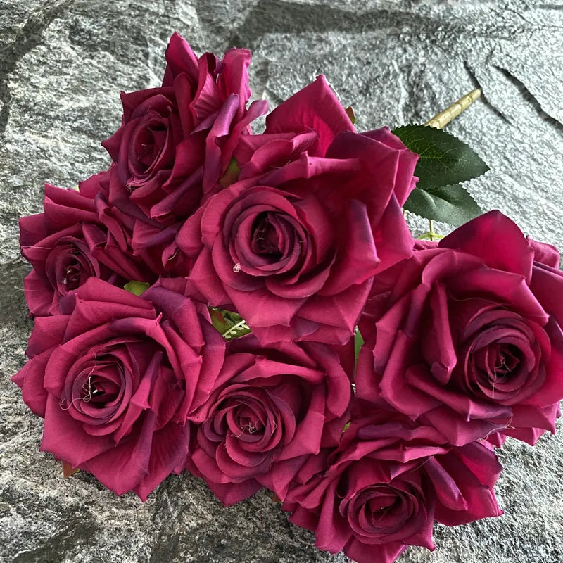 rose artificielle en soie pour décoration et photographie de mariage - vue 8 sur 22