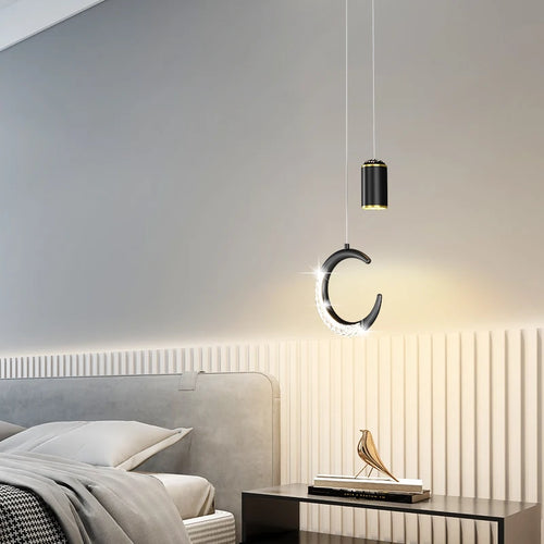 Simple modern LED chandelier, minimalist Nordic style for bar or café - vue 3 sur 12