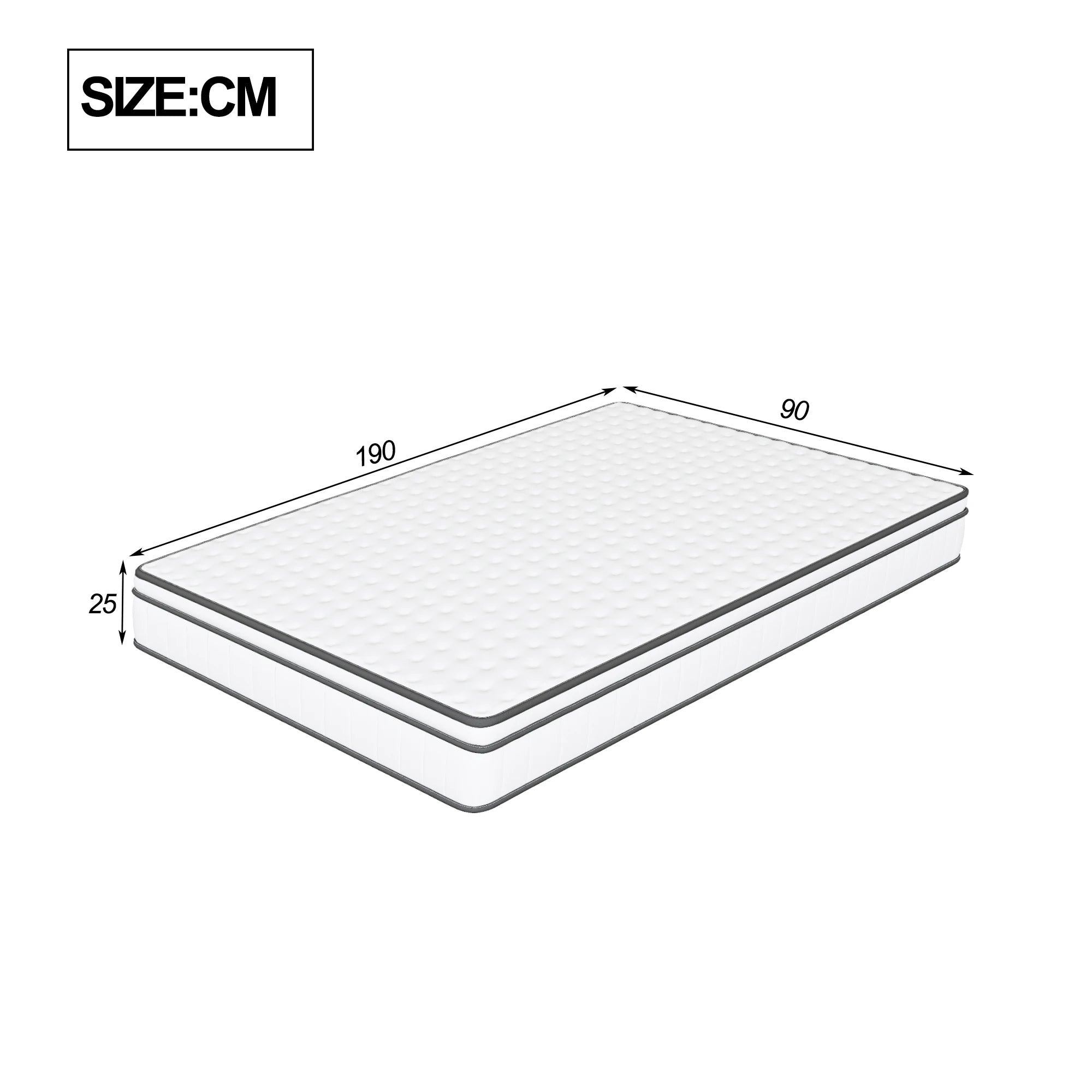 7-Zone Spring Matratze 25cm thick,Medium-Firm Orthopaedic, Extra Comfort, Breathable & Quiet,Breathable 3D fabric - vue 9 sur 9