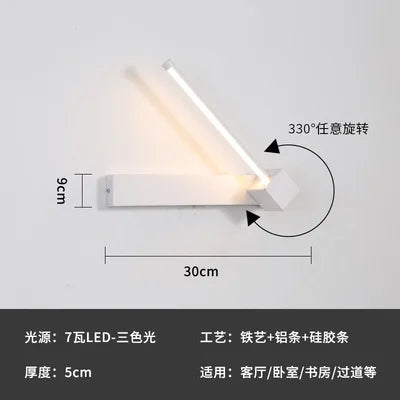 applique murale moderne lampe décorative LED rotative créative nordique - vue 8 sur 8