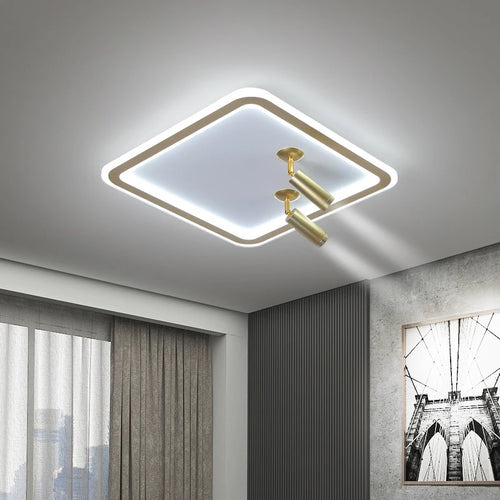 ins moderne plafond led ronde carrée avec projecteur monté en surface - vue 4 sur 15