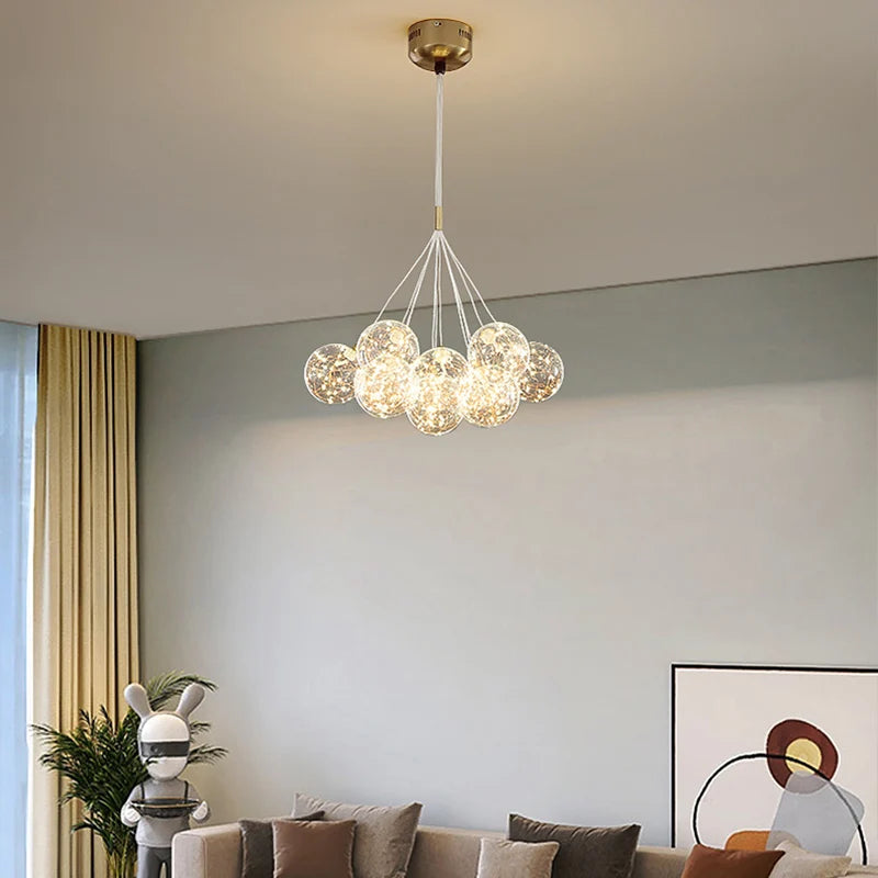 lustre en verre design créatif éclairage intérieur élégant led - vue 3 sur 12