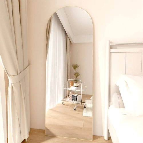 CASSILANDO Arched Full Length Mirror 64" x 21", Floor Standing Mirror, Unique Vertical Mirror, Gold Metal Frame Mirror - vue 7 sur 8