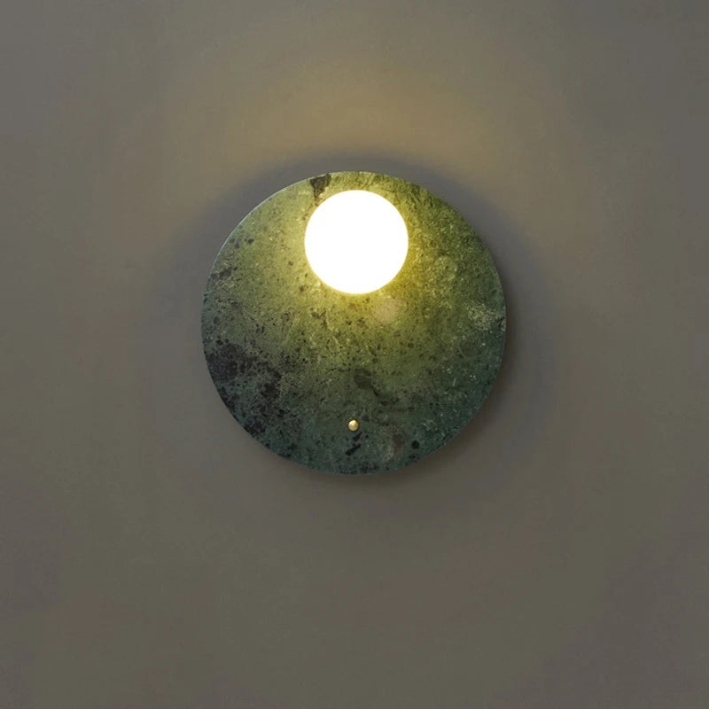 applique led marbre vert décor intérieur salon table chevet couloir nordique - vue 8 sur 8