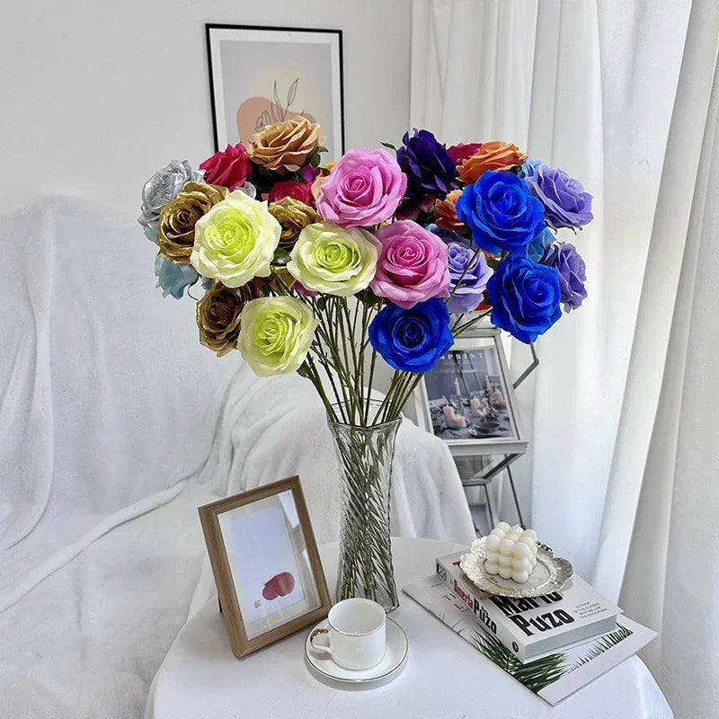 branches de roses artificielles en soie pour décoration élégante - vue 3 sur 40