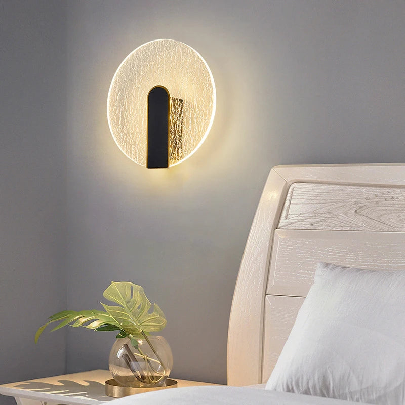 acrylic wall bedside lamp modern design minimalist diamond pattern - vue 5 sur 14