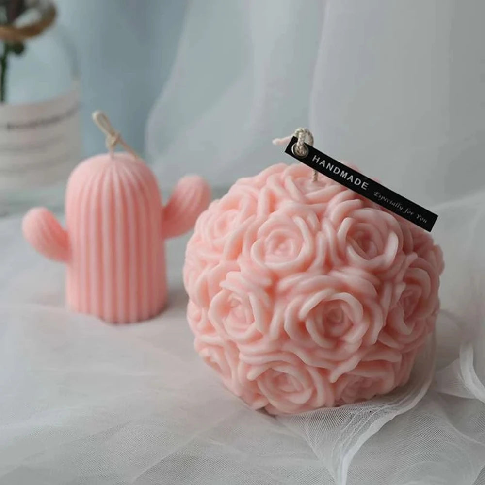 bougie parfumée boule fleur rose décoration pour la maison cadeau - vue 5 sur 9