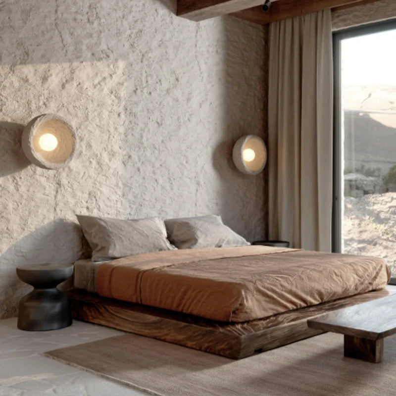 applique murale style japonais wabi sabi rétro led décorative - vue 5 sur 7