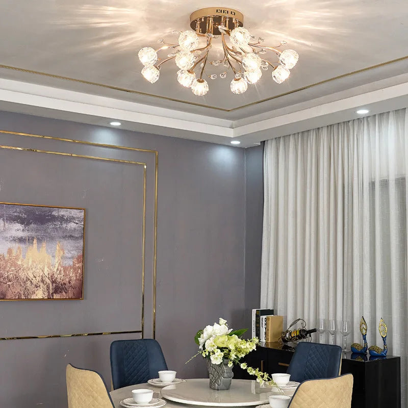 lustre moderne en verre et cristal pour décoration intérieure - vue 4 sur 11