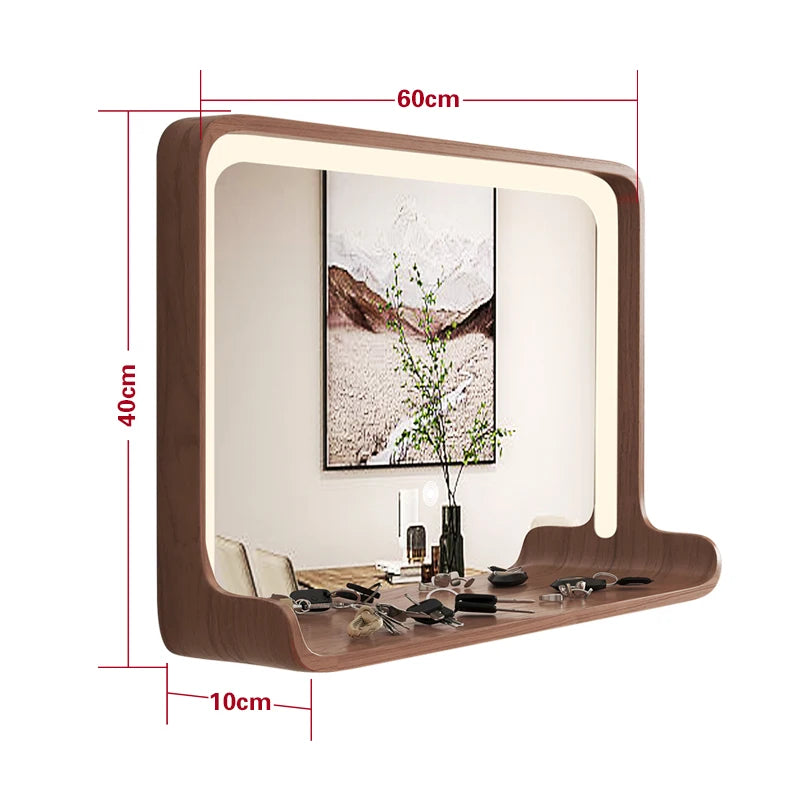 miroir en bois massif avec éclairage led et fixation murale - vue 15 sur 29