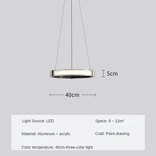 Modern circular acrylic pendant light for minimalist interior decor - vue 10 sur 9