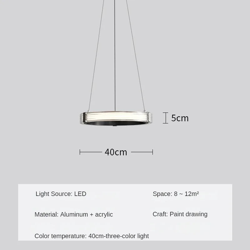 Modern circular acrylic pendant light for minimalist interior decor - vue 9 sur 9