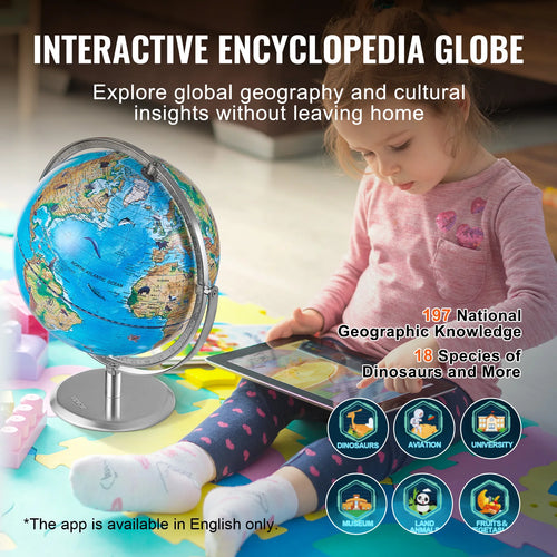 VEVOR Educational Globe 10in/254mm Interactive AR World Globe LED Night Lighting, AR APP Compatible with Android or iOS Devices - vue 4 sur 7