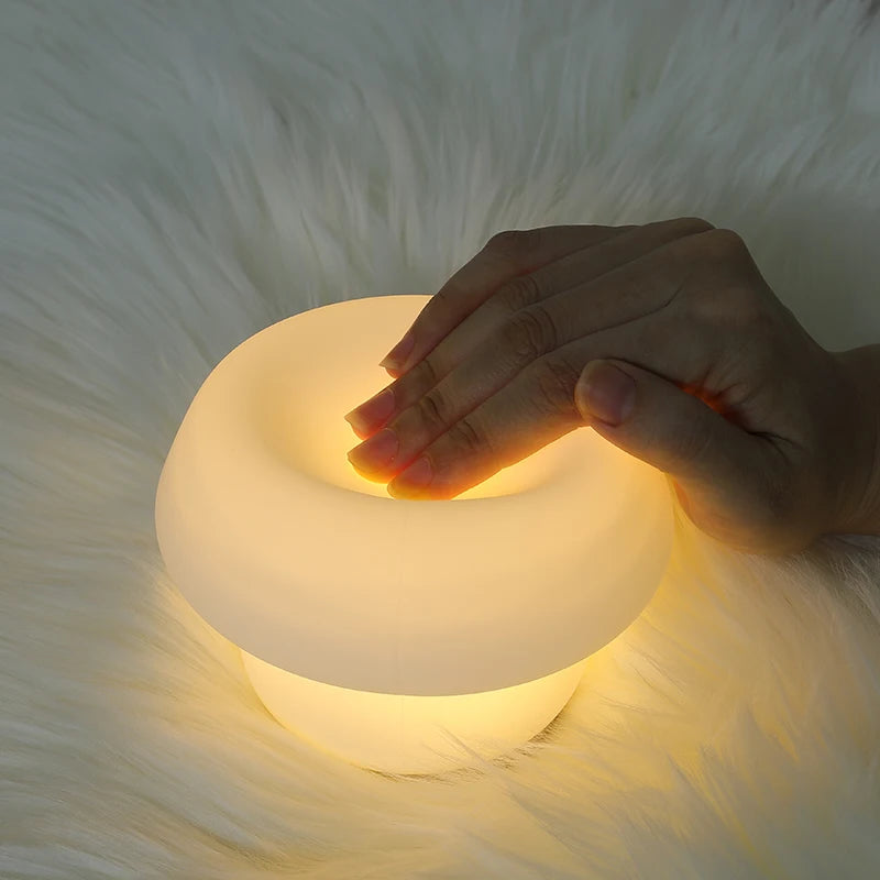 Champignon veilleuse LED Silicone capteur tactile batterie lampe chambre décor bébé chevet décoration lampes cadeau de noël - vue 5 sur 8