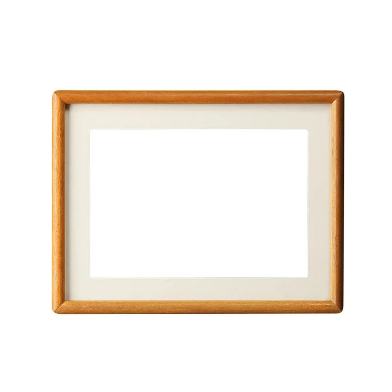 Solid Wood Round Corner Picture Frame, Walnut and Golden Sandalwood, Minimalist Design, Tabletop, Home Decor - vue 4 sur 17